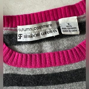 Bergdorf Goodman 100% Cashmere-Autumn Pink and Gray Women's Sweater